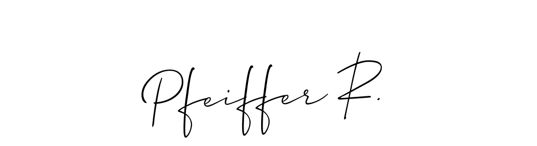 The best way (Allison_Script) to make a short signature is to pick only two or three words in your name. The name Pfeiffer R. include a total of six letters. For converting this name. Pfeiffer R. signature style 2 images and pictures png