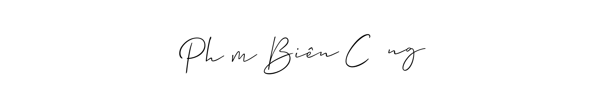 Allison_Script is a professional signature style that is perfect for those who want to add a touch of class to their signature. It is also a great choice for those who want to make their signature more unique. Get Phạm Biên Cương name to fancy signature for free. Phạm Biên Cương signature style 2 images and pictures png