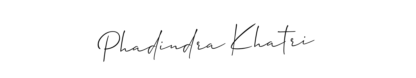 Allison_Script is a professional signature style that is perfect for those who want to add a touch of class to their signature. It is also a great choice for those who want to make their signature more unique. Get Phadindra Khatri name to fancy signature for free. Phadindra Khatri signature style 2 images and pictures png