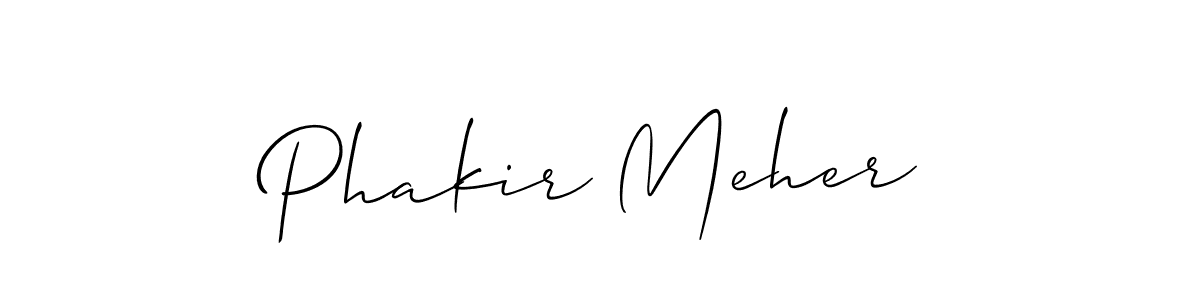 Make a beautiful signature design for name Phakir Meher. With this signature (Allison_Script) style, you can create a handwritten signature for free. Phakir Meher signature style 2 images and pictures png