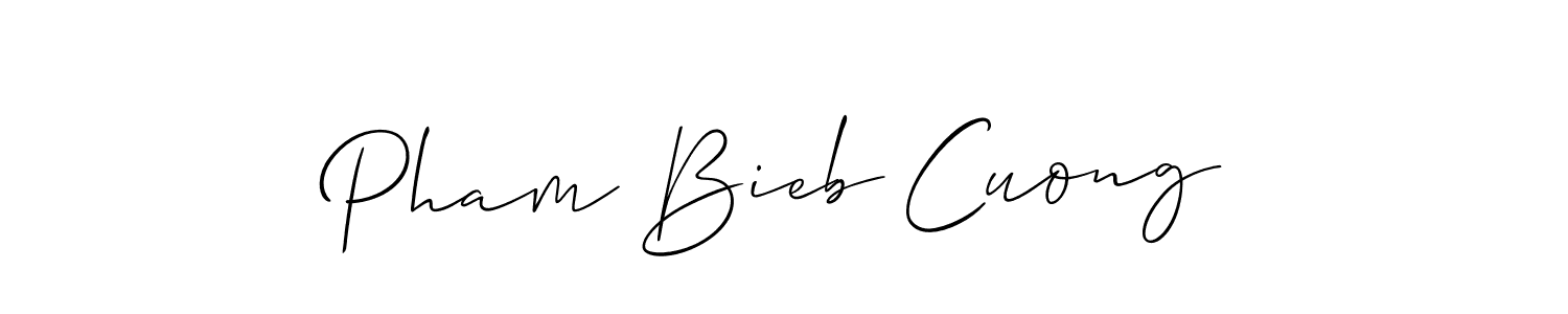 The best way (Allison_Script) to make a short signature is to pick only two or three words in your name. The name Pham Bieb Cuong include a total of six letters. For converting this name. Pham Bieb Cuong signature style 2 images and pictures png