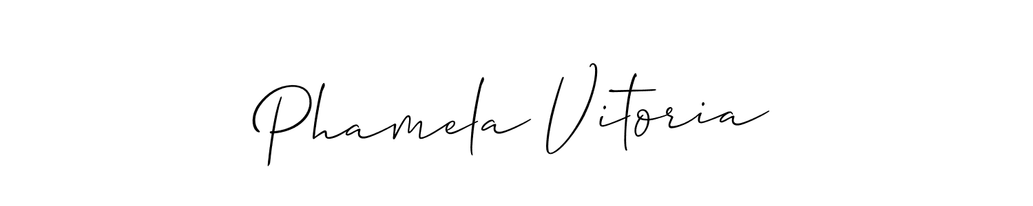 The best way (Allison_Script) to make a short signature is to pick only two or three words in your name. The name Phamela Vitoria include a total of six letters. For converting this name. Phamela Vitoria signature style 2 images and pictures png