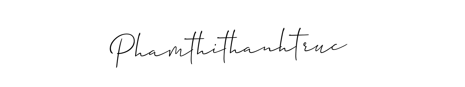 The best way (Allison_Script) to make a short signature is to pick only two or three words in your name. The name Phamthithanhtruc include a total of six letters. For converting this name. Phamthithanhtruc signature style 2 images and pictures png