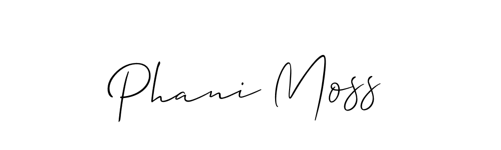 How to make Phani Moss name signature. Use Allison_Script style for creating short signs online. This is the latest handwritten sign. Phani Moss signature style 2 images and pictures png