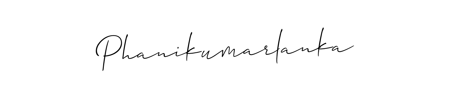 The best way (Allison_Script) to make a short signature is to pick only two or three words in your name. The name Phanikumarlanka include a total of six letters. For converting this name. Phanikumarlanka signature style 2 images and pictures png