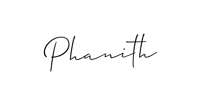 The best way (Allison_Script) to make a short signature is to pick only two or three words in your name. The name Phanith include a total of six letters. For converting this name. Phanith signature style 2 images and pictures png