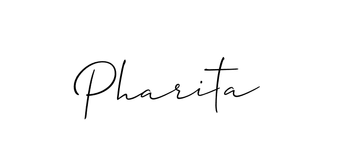 Use a signature maker to create a handwritten signature online. With this signature software, you can design (Allison_Script) your own signature for name Pharita. Pharita signature style 2 images and pictures png