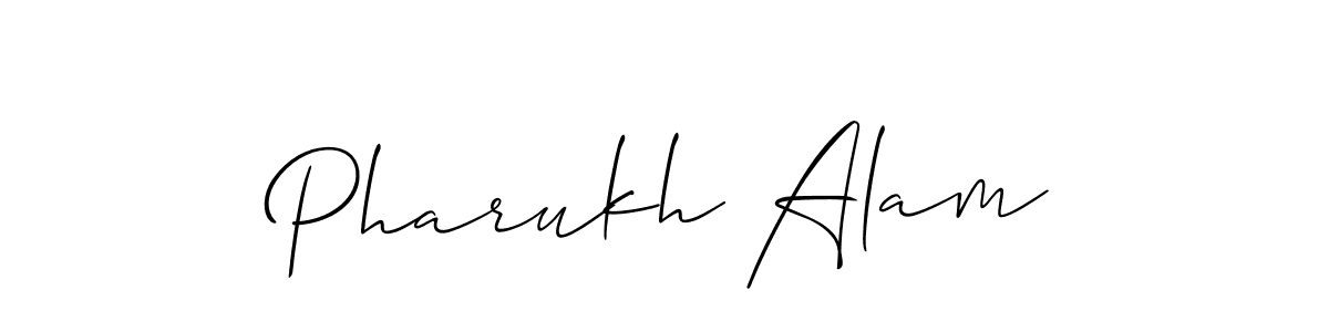 Create a beautiful signature design for name Pharukh Alam. With this signature (Allison_Script) fonts, you can make a handwritten signature for free. Pharukh Alam signature style 2 images and pictures png