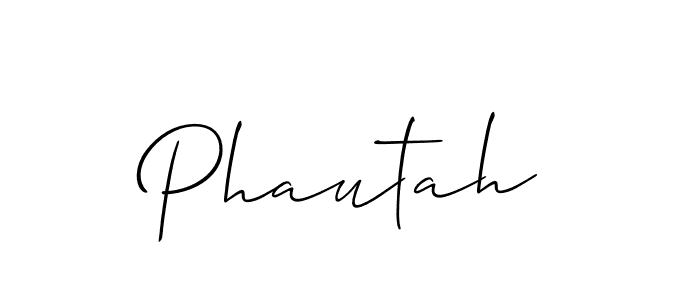 Use a signature maker to create a handwritten signature online. With this signature software, you can design (Allison_Script) your own signature for name Phautah. Phautah signature style 2 images and pictures png