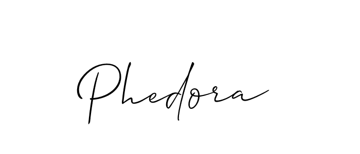 The best way (Allison_Script) to make a short signature is to pick only two or three words in your name. The name Phedora include a total of six letters. For converting this name. Phedora signature style 2 images and pictures png