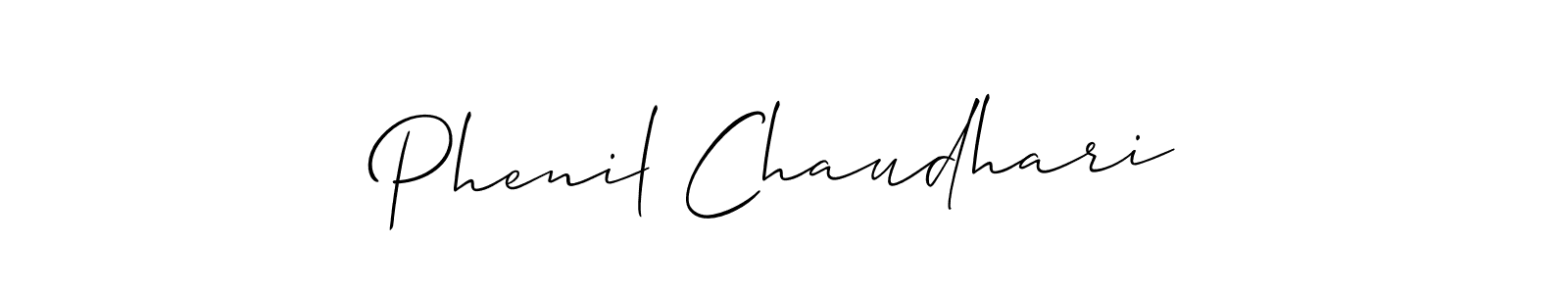 Create a beautiful signature design for name Phenil Chaudhari. With this signature (Allison_Script) fonts, you can make a handwritten signature for free. Phenil Chaudhari signature style 2 images and pictures png