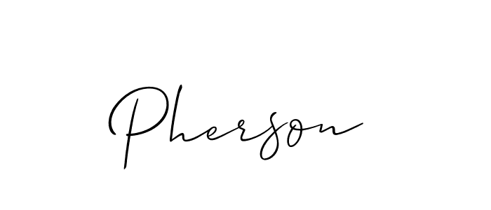 How to make Pherson name signature. Use Allison_Script style for creating short signs online. This is the latest handwritten sign. Pherson signature style 2 images and pictures png