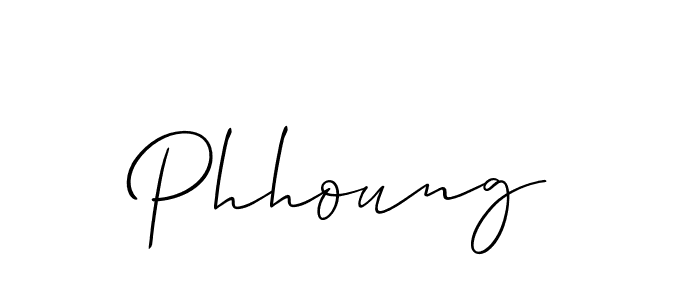 Create a beautiful signature design for name Phhoung. With this signature (Allison_Script) fonts, you can make a handwritten signature for free. Phhoung signature style 2 images and pictures png