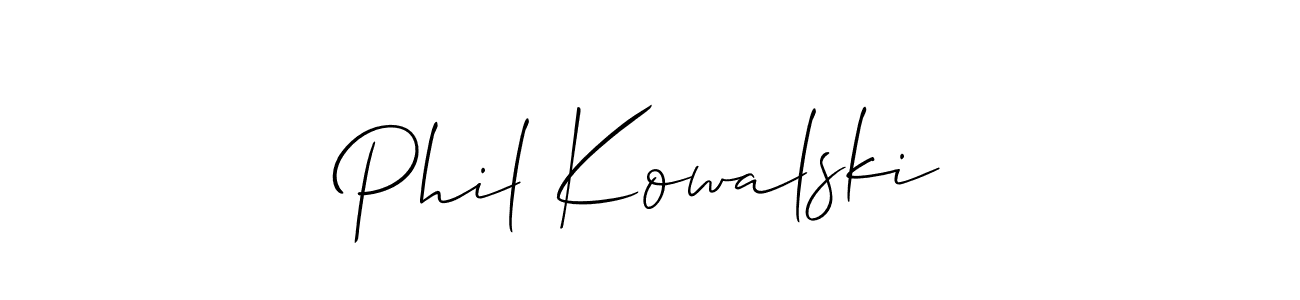 Phil Kowalski stylish signature style. Best Handwritten Sign (Allison_Script) for my name. Handwritten Signature Collection Ideas for my name Phil Kowalski. Phil Kowalski signature style 2 images and pictures png