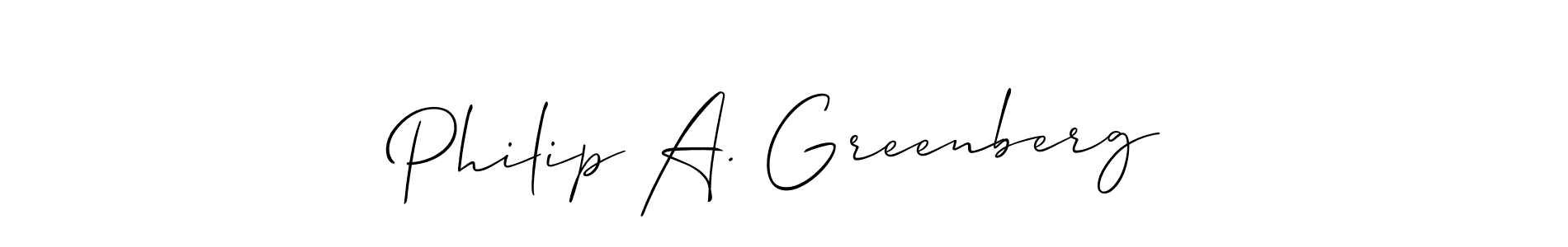 Allison_Script is a professional signature style that is perfect for those who want to add a touch of class to their signature. It is also a great choice for those who want to make their signature more unique. Get Philip A. Greenberg name to fancy signature for free. Philip A. Greenberg signature style 2 images and pictures png