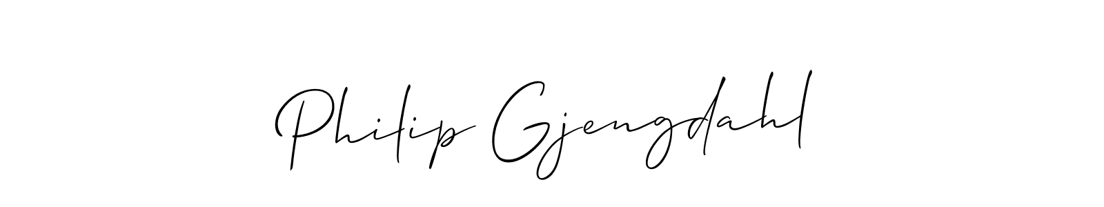 Make a beautiful signature design for name Philip Gjengdahl. With this signature (Allison_Script) style, you can create a handwritten signature for free. Philip Gjengdahl signature style 2 images and pictures png