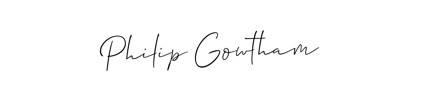 Use a signature maker to create a handwritten signature online. With this signature software, you can design (Allison_Script) your own signature for name Philip Gowtham. Philip Gowtham signature style 2 images and pictures png