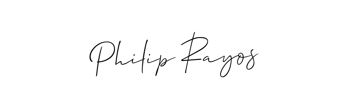 How to make Philip Rayos name signature. Use Allison_Script style for creating short signs online. This is the latest handwritten sign. Philip Rayos signature style 2 images and pictures png