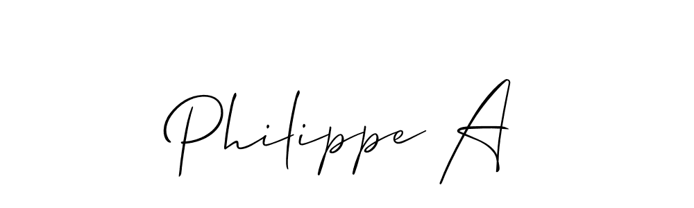 The best way (Allison_Script) to make a short signature is to pick only two or three words in your name. The name Philippe A include a total of six letters. For converting this name. Philippe A signature style 2 images and pictures png