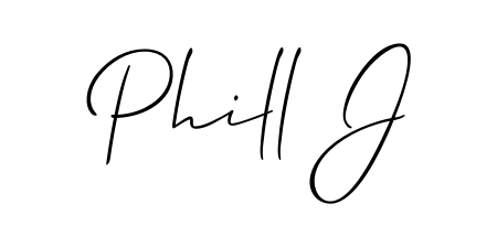 Personalize your online presence with Phill J signature rendered in elegant Allison_Script font. Great for website footers and blogs. Phill J signature style 2 images and pictures png