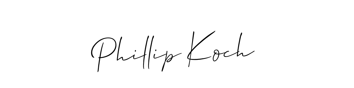 How to make Phillip Koch name signature. Use Allison_Script style for creating short signs online. This is the latest handwritten sign. Phillip Koch signature style 2 images and pictures png