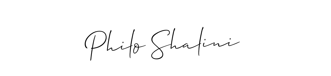 Make a beautiful signature design for name Philo Shalini. With this signature (Allison_Script) style, you can create a handwritten signature for free. Philo Shalini signature style 2 images and pictures png