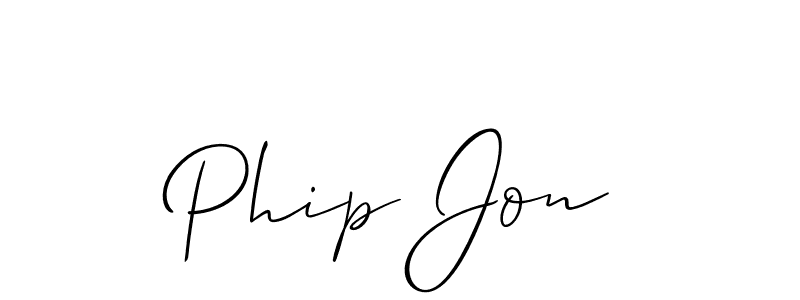How to make Phip Jon name signature. Use Allison_Script style for creating short signs online. This is the latest handwritten sign. Phip Jon signature style 2 images and pictures png