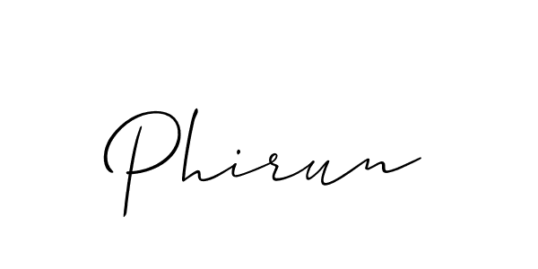 Design your own signature with our free online signature maker. With this signature software, you can create a handwritten (Allison_Script) signature for name Phirun. Phirun signature style 2 images and pictures png