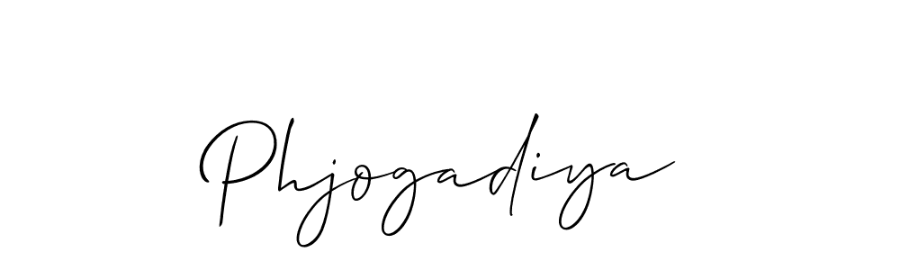 Design your own signature with our free online signature maker. With this signature software, you can create a handwritten (Allison_Script) signature for name Phjogadiya. Phjogadiya signature style 2 images and pictures png