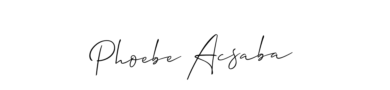 How to make Phoebe Acsaba name signature. Use Allison_Script style for creating short signs online. This is the latest handwritten sign. Phoebe Acsaba signature style 2 images and pictures png