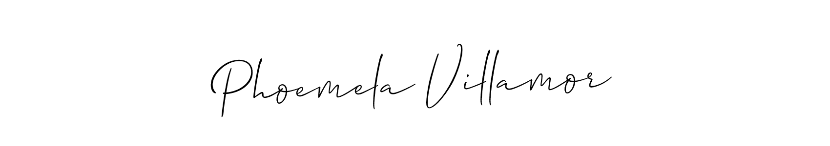 You should practise on your own different ways (Allison_Script) to write your name (Phoemela Villamor) in signature. don't let someone else do it for you. Phoemela Villamor signature style 2 images and pictures png