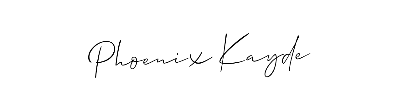 How to Draw Phoenix Kayde signature style? Allison_Script is a latest design signature styles for name Phoenix Kayde. Phoenix Kayde signature style 2 images and pictures png