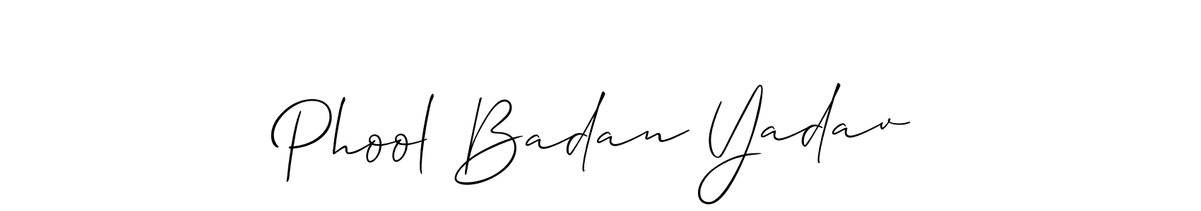 It looks lik you need a new signature style for name Phool Badan Yadav. Design unique handwritten (Allison_Script) signature with our free signature maker in just a few clicks. Phool Badan Yadav signature style 2 images and pictures png