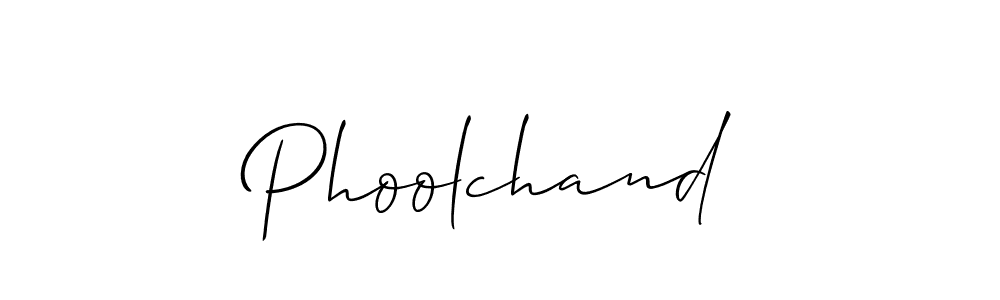 Use a signature maker to create a handwritten signature online. With this signature software, you can design (Allison_Script) your own signature for name Phoolchand. Phoolchand signature style 2 images and pictures png