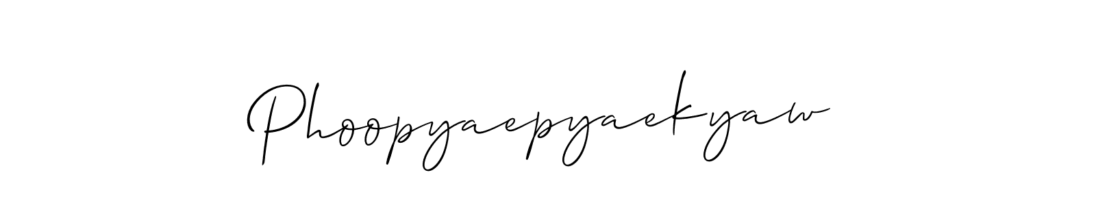 Similarly Allison_Script is the best handwritten signature design. Signature creator online .You can use it as an online autograph creator for name Phoopyaepyaekyaw. Phoopyaepyaekyaw signature style 2 images and pictures png