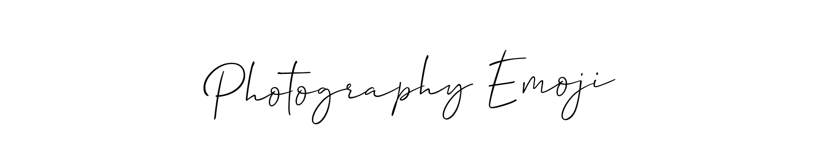 Make a beautiful signature design for name Photography Emoji. With this signature (Allison_Script) style, you can create a handwritten signature for free. Photography Emoji signature style 2 images and pictures png