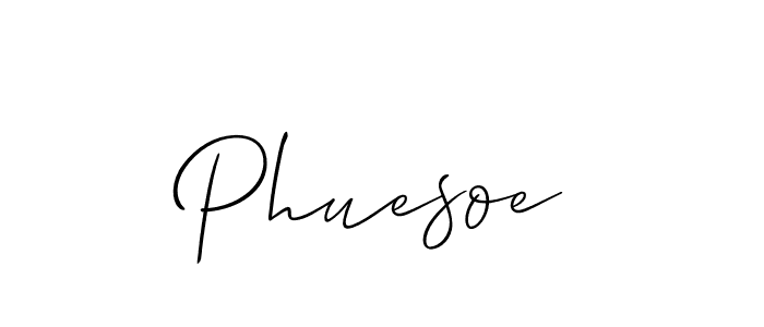 Create a beautiful signature design for name Phuesoe. With this signature (Allison_Script) fonts, you can make a handwritten signature for free. Phuesoe signature style 2 images and pictures png