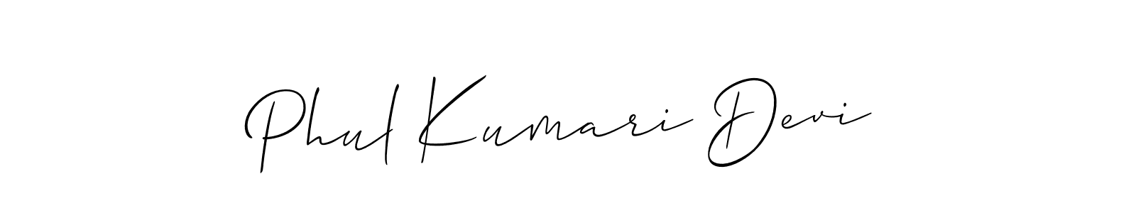 You should practise on your own different ways (Allison_Script) to write your name (Phul Kumari Devi) in signature. don't let someone else do it for you. Phul Kumari Devi signature style 2 images and pictures png