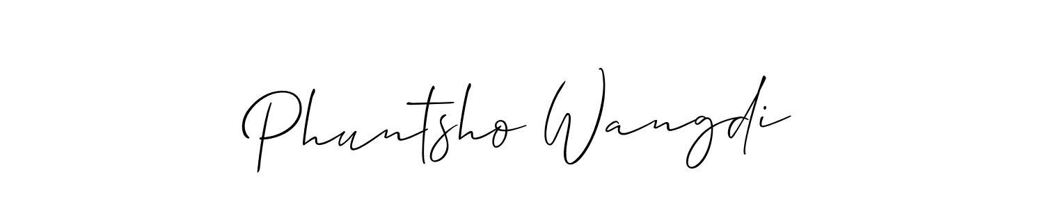 Also You can easily find your signature by using the search form. We will create Phuntsho Wangdi name handwritten signature images for you free of cost using Allison_Script sign style. Phuntsho Wangdi signature style 2 images and pictures png
