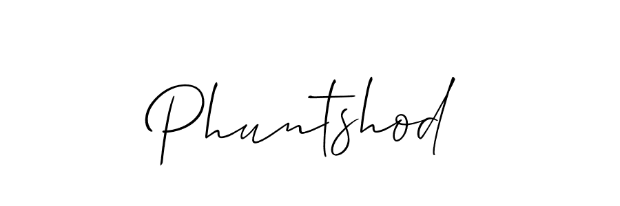 The best way (Allison_Script) to make a short signature is to pick only two or three words in your name. The name Phuntshod include a total of six letters. For converting this name. Phuntshod signature style 2 images and pictures png