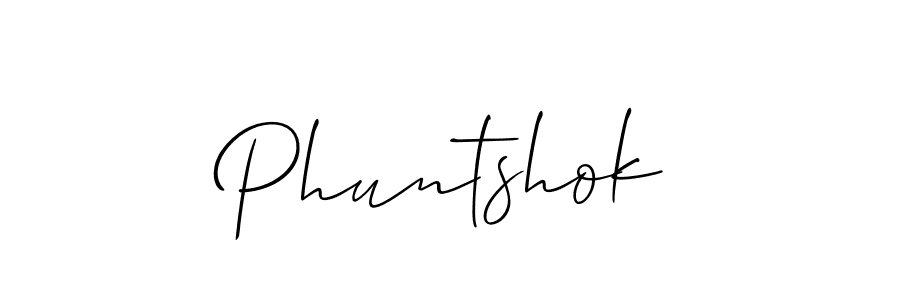 How to Draw Phuntshok signature style? Allison_Script is a latest design signature styles for name Phuntshok. Phuntshok signature style 2 images and pictures png