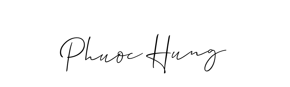 The best way (Allison_Script) to make a short signature is to pick only two or three words in your name. The name Phuoc Hung include a total of six letters. For converting this name. Phuoc Hung signature style 2 images and pictures png
