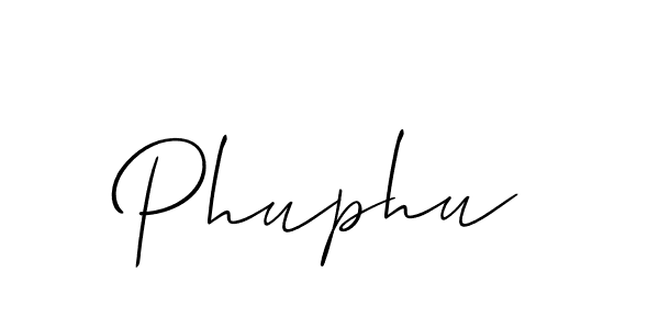 Design your own signature with our free online signature maker. With this signature software, you can create a handwritten (Allison_Script) signature for name Phuphu. Phuphu signature style 2 images and pictures png