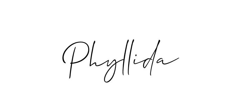 Use a signature maker to create a handwritten signature online. With this signature software, you can design (Allison_Script) your own signature for name Phyllida. Phyllida signature style 2 images and pictures png