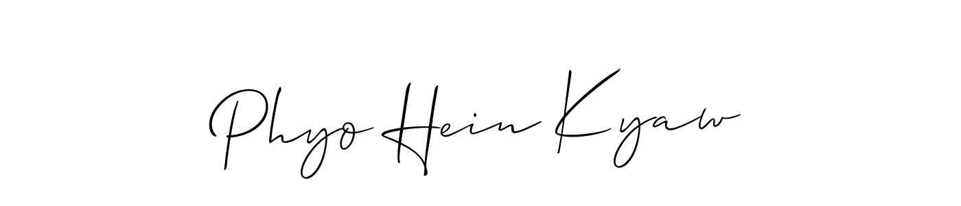 Also You can easily find your signature by using the search form. We will create Phyo Hein Kyaw name handwritten signature images for you free of cost using Allison_Script sign style. Phyo Hein Kyaw signature style 2 images and pictures png