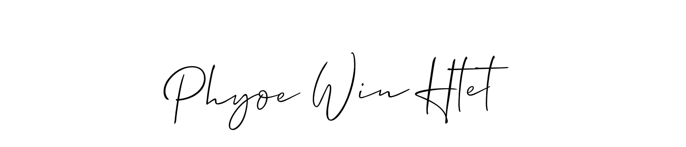 It looks lik you need a new signature style for name Phyoe Win Htet. Design unique handwritten (Allison_Script) signature with our free signature maker in just a few clicks. Phyoe Win Htet signature style 2 images and pictures png