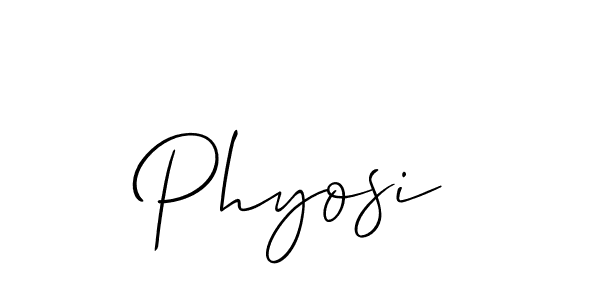 The best way (Allison_Script) to make a short signature is to pick only two or three words in your name. The name Phyosi include a total of six letters. For converting this name. Phyosi signature style 2 images and pictures png