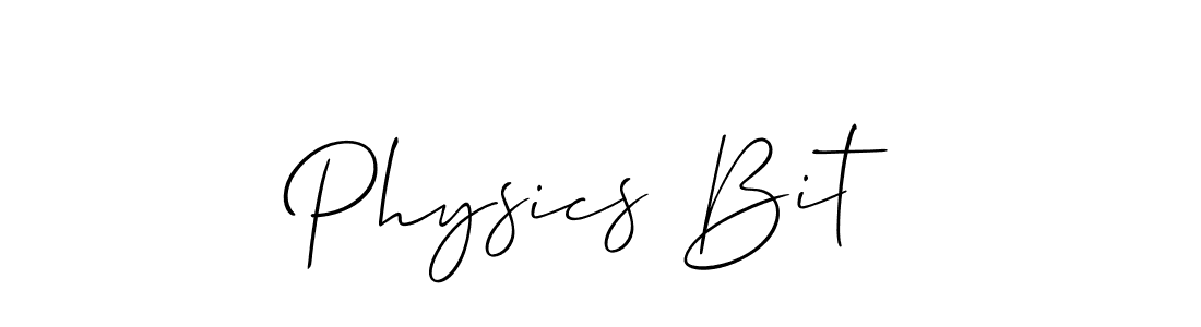 Create a beautiful signature design for name Physics Bit. With this signature (Allison_Script) fonts, you can make a handwritten signature for free. Physics Bit signature style 2 images and pictures png