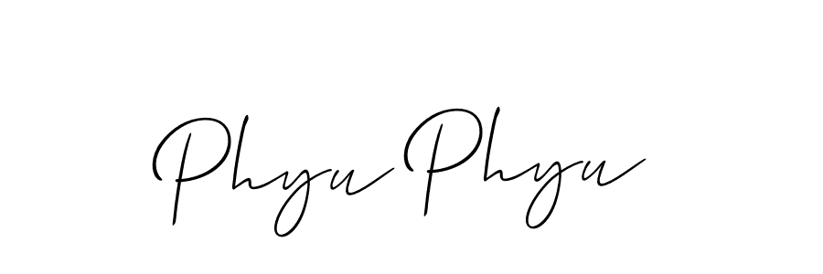 Similarly Allison_Script is the best handwritten signature design. Signature creator online .You can use it as an online autograph creator for name Phyu Phyu. Phyu Phyu signature style 2 images and pictures png