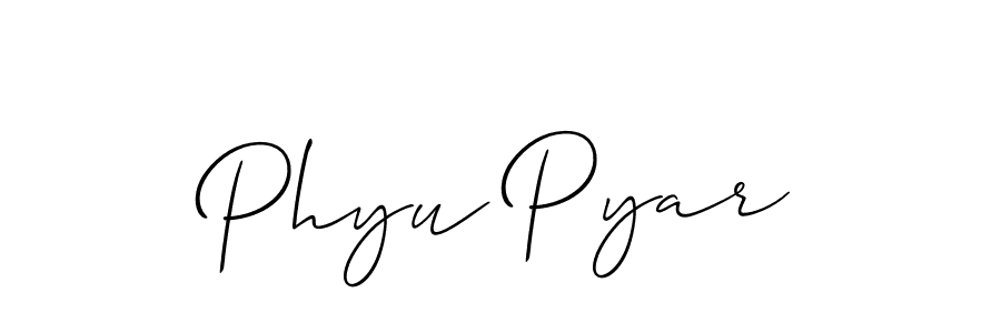Similarly Allison_Script is the best handwritten signature design. Signature creator online .You can use it as an online autograph creator for name Phyu Pyar. Phyu Pyar signature style 2 images and pictures png